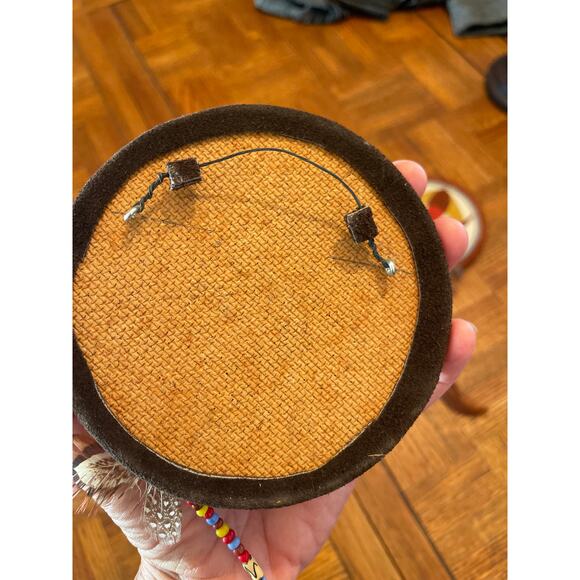 Native American signed by artist hand painted drum wall hangings set of 3 - Picture 6 of 7